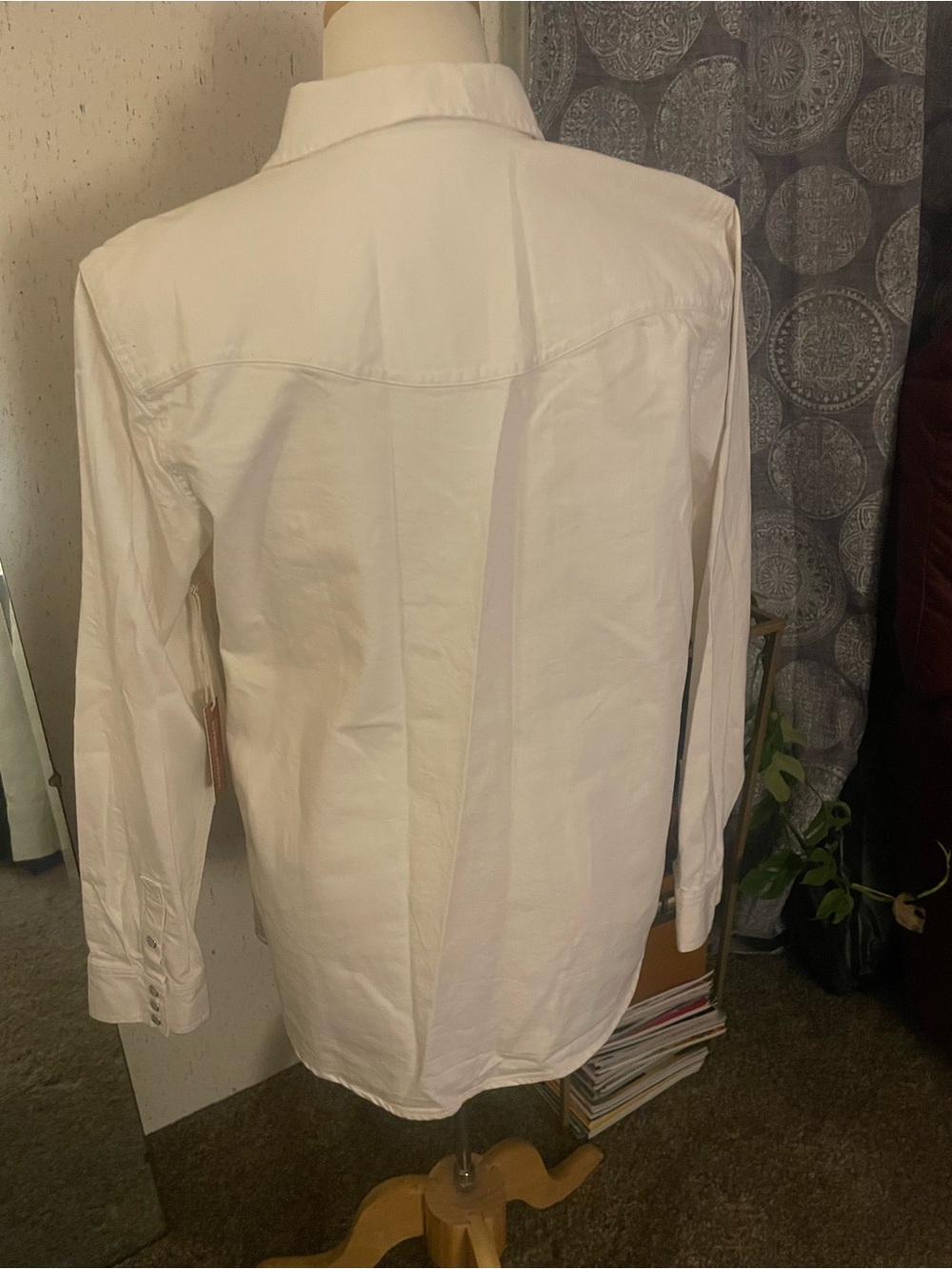 Women’s White Embroidered Button-Down Shirt - Picture 2 of 2